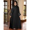 imageIDOPIP Muslim Dress for Girls Islamic Prayer Abaya Long Sleeve Cardigan Kaftan Robe Dresses with Hijab Ramadan Dubai OutfitsBlack
