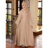 imageIDOPIP Muslim Dress for Girls Islamic Prayer Abaya Long Sleeve Cardigan Kaftan Robe Dresses with Hijab Ramadan Dubai OutfitsChampagne