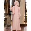 imageIDOPIP Muslim Dress for Girls Islamic Prayer Abaya Long Sleeve Cardigan Kaftan Robe Dresses with Hijab Ramadan Dubai OutfitsPink