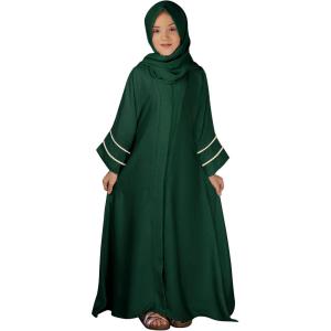 imageIDOPIP Muslim Dress for Girls Islamic Prayer Abaya Long Sleeve Cardigan Kaftan Robe Dresses with Hijab Ramadan Dubai OutfitsBlackish Green