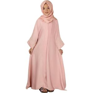 imageIDOPIP Muslim Dress for Girls Islamic Prayer Abaya Long Sleeve Cardigan Kaftan Robe Dresses with Hijab Ramadan Dubai OutfitsPink