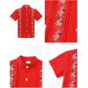 imageIDOPIP Mexican Shirts for Boys Guayabera Shirts Traditional Embroidered Mexico Shirt Kids Short Sleeve Button Down TShirtsRed