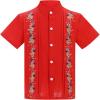 imageIDOPIP Mexican Shirts for Boys Guayabera Shirts Traditional Embroidered Mexico Shirt Kids Short Sleeve Button Down TShirtsRed