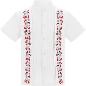 imageIDOPIP Mexican Shirts for Boys Guayabera Shirts Traditional Embroidered Mexico Shirt Kids Short Sleeve Button Down TShirtsWhite