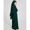 imageIDOPIP Muslim Dress for Girls Islamic Prayer Abaya Long Sleeve Chiffon Kaftan Robe Dresses with Hijab Ramadan Dubai OutfitsGreen