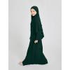 imageIDOPIP Muslim Dress for Girls Islamic Prayer Abaya Long Sleeve Chiffon Kaftan Robe Dresses with Hijab Ramadan Dubai OutfitsGreen