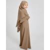 imageIDOPIP Muslim Dress for Girls Islamic Prayer Abaya Long Sleeve Chiffon Kaftan Robe Dresses with Hijab Ramadan Dubai OutfitsKhaki