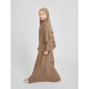imageIDOPIP Muslim Dress for Girls Islamic Prayer Abaya Long Sleeve Chiffon Kaftan Robe Dresses with Hijab Ramadan Dubai OutfitsKhaki