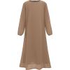imageIDOPIP Muslim Dress for Girls Islamic Prayer Abaya Long Sleeve Chiffon Kaftan Robe Dresses with Hijab Ramadan Dubai OutfitsKhaki
