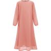 imageIDOPIP Muslim Dress for Girls Islamic Prayer Abaya Long Sleeve Chiffon Kaftan Robe Dresses with Hijab Ramadan Dubai OutfitsPink