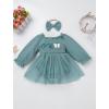 imageIDOPIP Baby Girls Strawberry Butterfly 1st Birthday Outfit Berry One Romper Smocked Ruffle Tutu Dress with Headband ClothesPeacock Blue