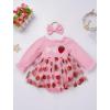 imageIDOPIP Baby Girls Strawberry Butterfly 1st Birthday Outfit Berry One Romper Smocked Ruffle Tutu Dress with Headband ClothesPink Strawberry