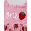 imageIDOPIP Baby Girls Strawberry Butterfly 1st Birthday Outfit Berry One Romper Smocked Ruffle Tutu Dress with Headband ClothesPink Strawberry