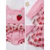 imageIDOPIP Baby Girls Strawberry Butterfly 1st Birthday Outfit Berry One Romper Smocked Ruffle Tutu Dress with Headband ClothesPink Strawberry