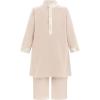 imageIDOPIP Muslim Baby Boys Outfits Embroidered Ramadan Eid Thobe Robe with Pants Long Sleeve Arabic Islamic Kaftan Abaya ClothesApricot