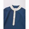 imageIDOPIP Muslim Baby Boys Outfits Embroidered Ramadan Eid Thobe Robe with Pants Long Sleeve Arabic Islamic Kaftan Abaya ClothesNavy Blue  White