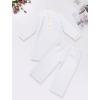 imageIDOPIP Muslim Baby Boys Outfits Embroidered Ramadan Eid Thobe Robe with Pants Long Sleeve Arabic Islamic Kaftan Abaya ClothesWhite