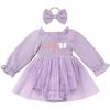 imageIDOPIP Baby Girls Strawberry Butterfly 1st Birthday Outfit Berry One Romper Smocked Ruffle Tutu Dress with Headband ClothesPurple