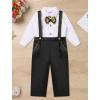 imageIDOPIP Baptism Christening Outfits for Boys Toddler Baby Wedding Birthday Outfit Gentleman Bowtie Shirt Suspenders Pants SuitBlack