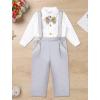 imageIDOPIP Baptism Christening Outfits for Boys Toddler Baby Wedding Birthday Outfit Gentleman Bowtie Shirt Suspenders Pants SuitGray