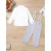imageIDOPIP Baptism Christening Outfits for Boys Toddler Baby Wedding Birthday Outfit Gentleman Bowtie Shirt Suspenders Pants SuitGray