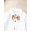 imageIDOPIP Baptism Christening Outfits for Boys Toddler Baby Wedding Birthday Outfit Gentleman Bowtie Shirt Suspenders Pants SuitGray