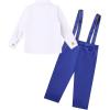 imageIDOPIP Baptism Christening Outfits for Boys Toddler Baby Wedding Birthday Outfit Gentleman Bowtie Shirt Suspenders Pants SuitRoyal Blue