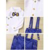 imageIDOPIP Baptism Christening Outfits for Boys Toddler Baby Wedding Birthday Outfit Gentleman Bowtie Shirt Suspenders Pants SuitRoyal Blue