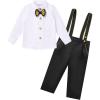 imageIDOPIP Baptism Christening Outfits for Boys Toddler Baby Wedding Birthday Outfit Gentleman Bowtie Shirt Suspenders Pants SuitBlack