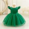 imageIDOPIP Flower Girl Bowknot Tutu Dress for Kids Baby Princess Wedding Bridesmaid Birthday Party Pageant Baptism Dresses 6M10TGreen  Vback