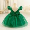 imageIDOPIP Flower Girl Bowknot Tutu Dress for Kids Baby Princess Wedding Bridesmaid Birthday Party Pageant Baptism Dresses 6M10TGreen  Vback