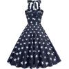 imageIDOPIP Womens Vintage 1950s Cocktail Party Swing Dress Summer Sleeveless Halter Retro Wedding Formal Aline Midi DressesNavy Blue Stars