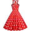 imageIDOPIP Womens Vintage 1950s Cocktail Party Swing Dress Summer Sleeveless Halter Retro Wedding Formal Aline Midi DressesRed Stars