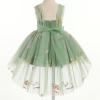imageToddler Baby Flower Girls Sequins Bowknot High Low Tutu Dress Petal Lace Princess Pageant Wedding Birthday Party Formal GownGreen Embroidery