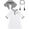 imageIDOPIP Muslim Baby Boys Prayer Clothes Kaftan Thobe Arabic Islamic Abaya Dubai Robe with Head Scarf  Rope Ramadan Eid OutfitWhite  Black