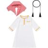 imageIDOPIP Muslim Baby Boys Prayer Clothes Kaftan Thobe Arabic Islamic Abaya Dubai Robe with Head Scarf  Rope Ramadan Eid OutfitWhite  Gold