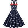 imageIDOPIP Womens Vintage 1950s Cocktail Party Swing Dress Summer Sleeveless Halter Retro Wedding Formal Aline Midi DressesNavy Blue Stars