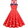 imageIDOPIP Womens Vintage 1950s Cocktail Party Swing Dress Summer Sleeveless Halter Retro Wedding Formal Aline Midi DressesRed Stars