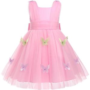 imageToddler Baby Flower Girls Sequins Bowknot High Low Tutu Dress Petal Lace Princess Pageant Wedding Birthday Party Formal GownPink Butterfly  Bow