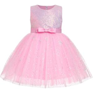 imageToddler Baby Flower Girls Sequins Bowknot High Low Tutu Dress Petal Lace Princess Pageant Wedding Birthday Party Formal GownPink Butterfly  Sparkle