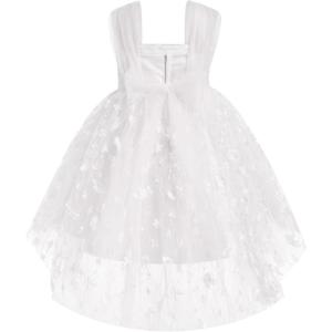 imageToddler Baby Flower Girls Sequins Bowknot High Low Tutu Dress Petal Lace Princess Pageant Wedding Birthday Party Formal GownWhite Flower