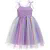 imageBaby Girls Tutu Dress Summer Sleeveless Backless Princess Birthday Party Dresses Sequin Ruffle Tulle Bowknot SundressRainbow Purple