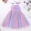 imageBaby Girls Tutu Dress Summer Sleeveless Backless Princess Birthday Party Dresses Sequin Ruffle Tulle Bowknot SundressRainbow Purple