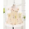 imageIDOPIP Toddler Baby Girls Dresses Long Puff Sleeve Pageant Mesh Tutu Dress Infant Wedding Baptism Photo Shoot Tulle DressApricot Floral