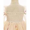 imageIDOPIP Toddler Baby Girls Dresses Long Puff Sleeve Pageant Mesh Tutu Dress Infant Wedding Baptism Photo Shoot Tulle DressApricot Floral