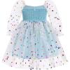 imageIDOPIP Toddler Baby Girls Dresses Long Puff Sleeve Pageant Mesh Tutu Dress Infant Wedding Baptism Photo Shoot Tulle DressBlue Dots
