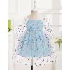 imageIDOPIP Toddler Baby Girls Dresses Long Puff Sleeve Pageant Mesh Tutu Dress Infant Wedding Baptism Photo Shoot Tulle DressBlue Dots