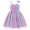 imageBaby Girls Tutu Dress Summer Sleeveless Backless Princess Birthday Party Dresses Sequin Ruffle Tulle Bowknot SundressRainbow Purple