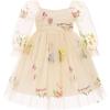 imageIDOPIP Toddler Baby Girls Dresses Long Puff Sleeve Pageant Mesh Tutu Dress Infant Wedding Baptism Photo Shoot Tulle DressApricot Floral