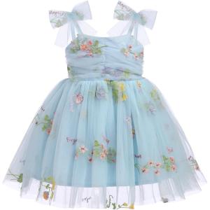 imageBaby Girls Tutu Dress Summer Sleeveless Backless Princess Birthday Party Dresses Sequin Ruffle Tulle Bowknot SundressBlue  Floral